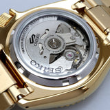 Seiko 5 Sports Automatic Black Dial Gold Steel Strap Watch For Men - SRPK18