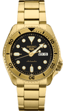 Seiko 5 Sports Automatic Black Dial Gold Steel Strap Watch For Men - SRPK18