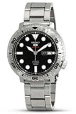 Seiko 5 Sports Automatic Black Dial Silver Steel Strap Watch for Men - SRPC61J1