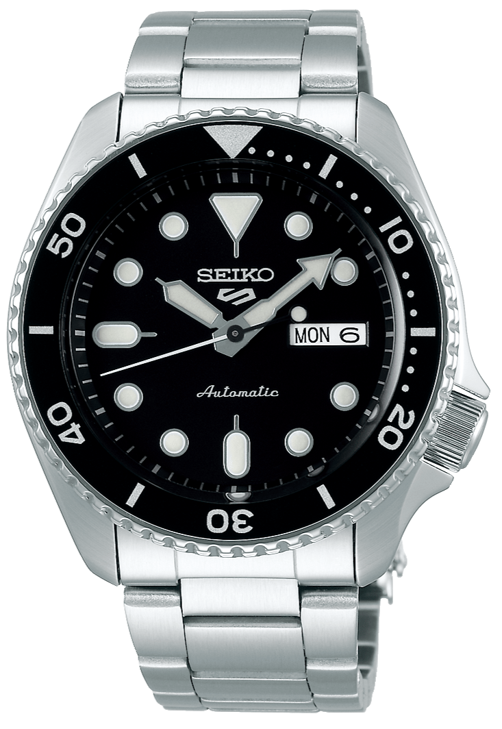 Seiko 5 Sports Automatic Black Dial Silver Steel Strap Watch For Men - SRPD57K1