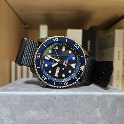 Seiko 5 Sports Automatic Blue Dial Black NATO Strap Watch for Men - SBSA098