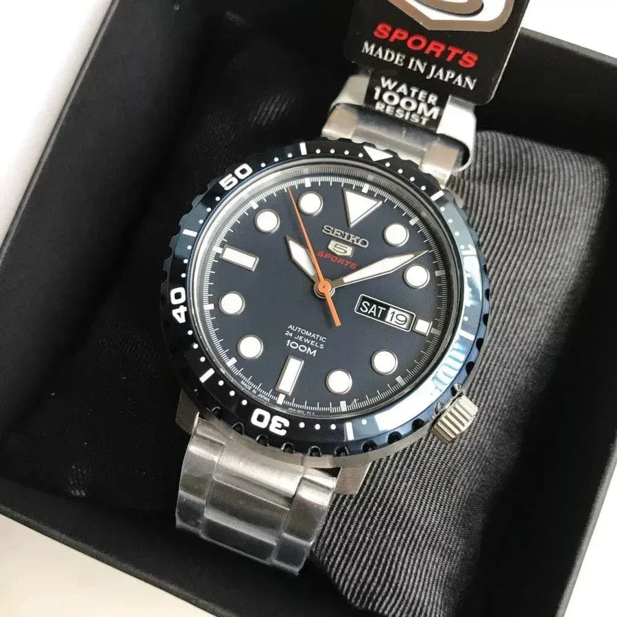 Seiko 5 Sports Automatic Blue Dial Silver Steel Strap Watch for Men - SRPC63J1