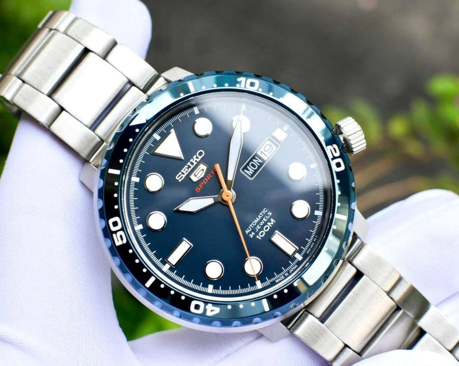 Seiko 5 Sports Automatic Blue Dial Silver Steel Strap Watch for Men - SRPC63J1