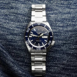 Seiko 5 Sports Automatic Blue Dial Silver Steel Strap Watch for Men - SRPK97K1