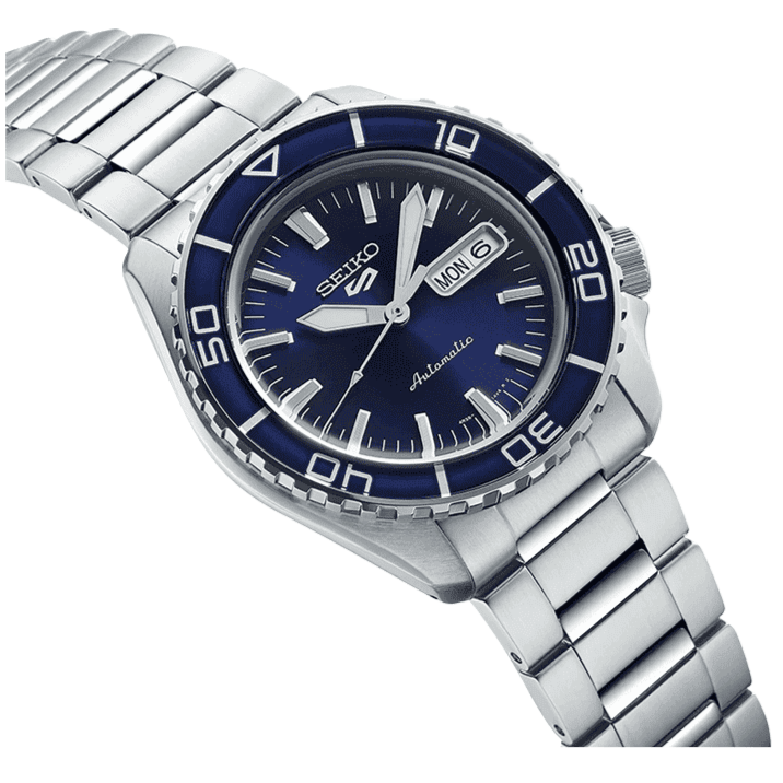 Seiko 5 Sports Automatic Blue Dial Silver Steel Strap Watch for Men - SRPK97K1