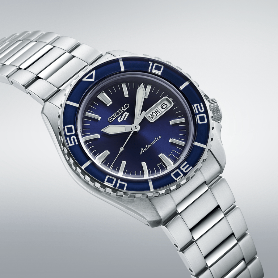 Seiko 5 Sports Automatic Blue Dial Silver Steel Strap Watch for Men - SRPK97K1