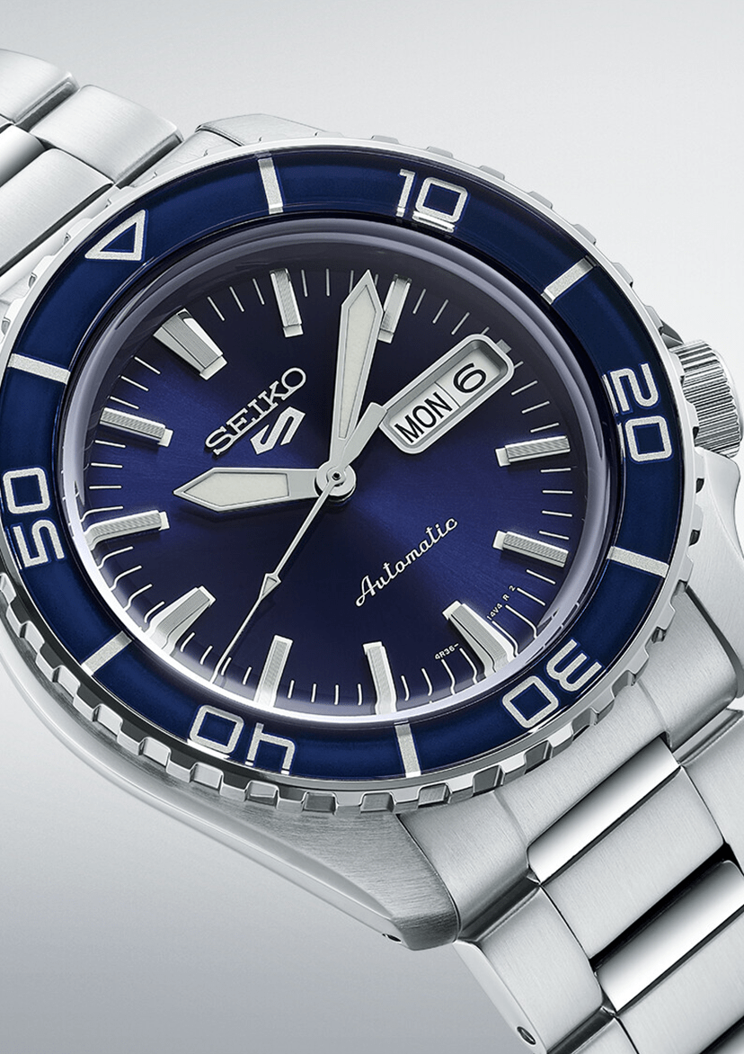 Seiko 5 Sports Automatic Blue Dial Silver Steel Strap Watch for Men - SRPK97K1