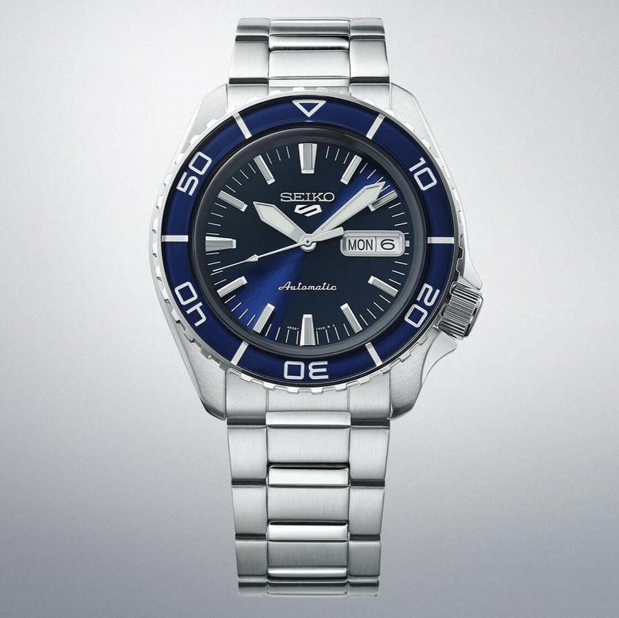 Seiko 5 Sports Automatic Blue Dial Silver Steel Strap Watch for Men - SRPK97K1