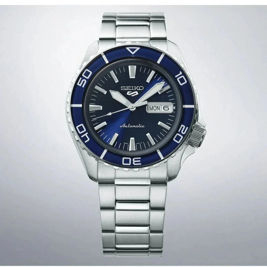 Seiko 5 Sports Automatic Blue Dial Silver Steel Strap Watch for Men - SRPK97K1