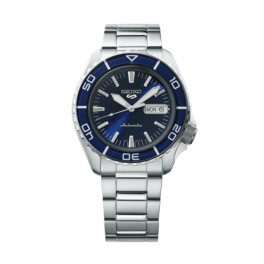 Seiko 5 Sports Automatic Blue Dial Silver Steel Strap Watch for Men - SRPK97K1