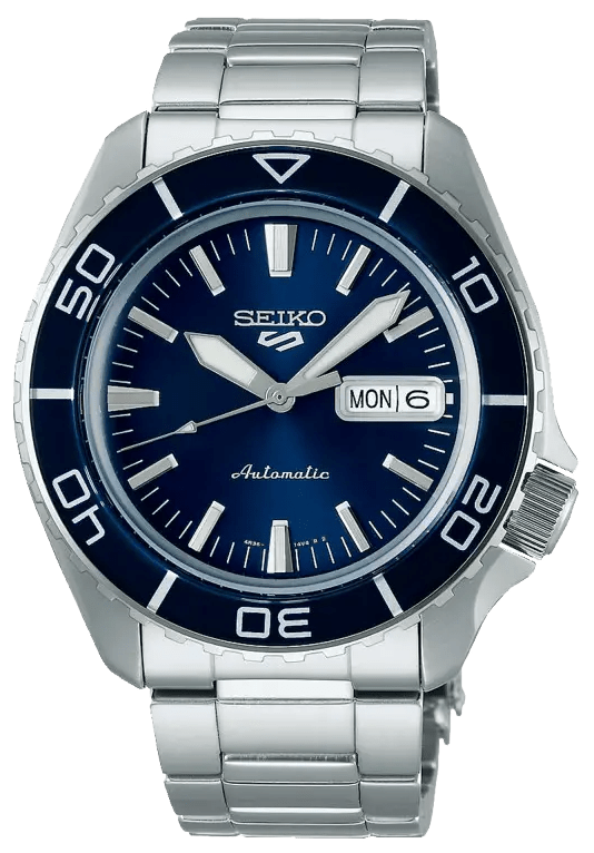 Seiko 5 Sports Automatic Blue Dial Silver Steel Strap Watch for Men - SRPK97K1