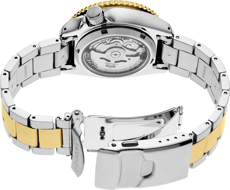 Seiko 5 Sports Automatic Brown Dial Two Tone Steel Strap Watch For Men - SRPK24