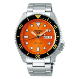 Seiko 5 Sports Automatic Orange Dial Silver Steel Strap Watch For Men - SRPD59K1