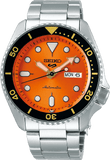 Seiko 5 Sports Automatic Orange Dial Silver Steel Strap Watch For Men - SRPD59K1