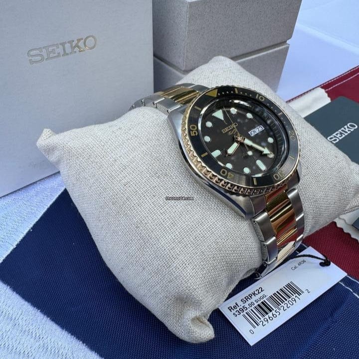 Seiko 5 Sports Automatic Special Creation Black Dial Two Tone Steel Strap Watch For Men - SRPK22