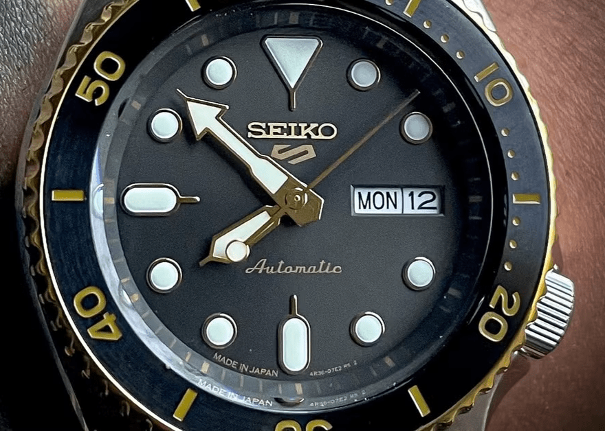 Seiko 5 Sports Automatic Special Creation Black Dial Two Tone Steel Strap Watch For Men - SRPK22