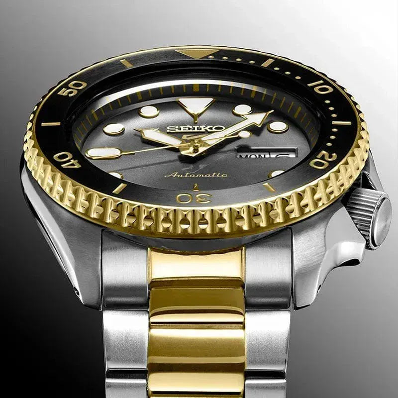 Seiko 5 Sports Automatic Special Creation Black Dial Two Tone Steel Strap Watch For Men - SRPK22