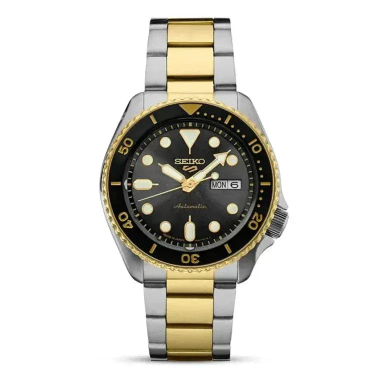 Seiko 5 Sports Automatic Special Creation Black Dial Two Tone Steel Strap Watch For Men - SRPK22