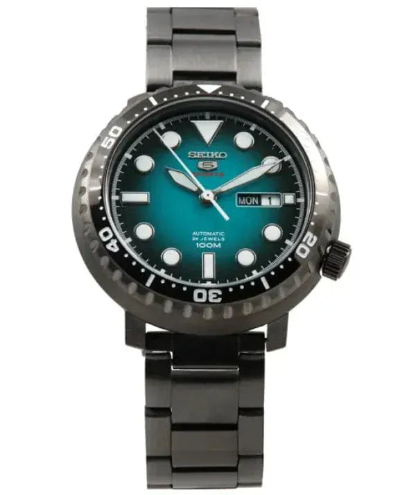 Seiko 5 Sports Automatic Turquoise Dial Grey Steel Strap Watch for Men - SRPC65J1