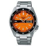 Seiko 5 Sports Double Hurricane Retro Orange Dial Silver Steel Strap Watch For Men - SRPK11K1