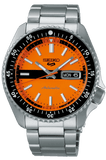Seiko 5 Sports Double Hurricane Retro Orange Dial Silver Steel Strap Watch For Men - SRPK11K1