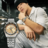 Seiko 5 Sports GMT Automatic 70th Anniversary Taiwan Limited Edition Gold Dial Silver Steel Strap Watch For Men - SSK044K1