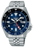 Seiko 5 Sports GMT SKX Automatic Blueberry Dial Silver Steel Strap Watch For Men - SSK003K1