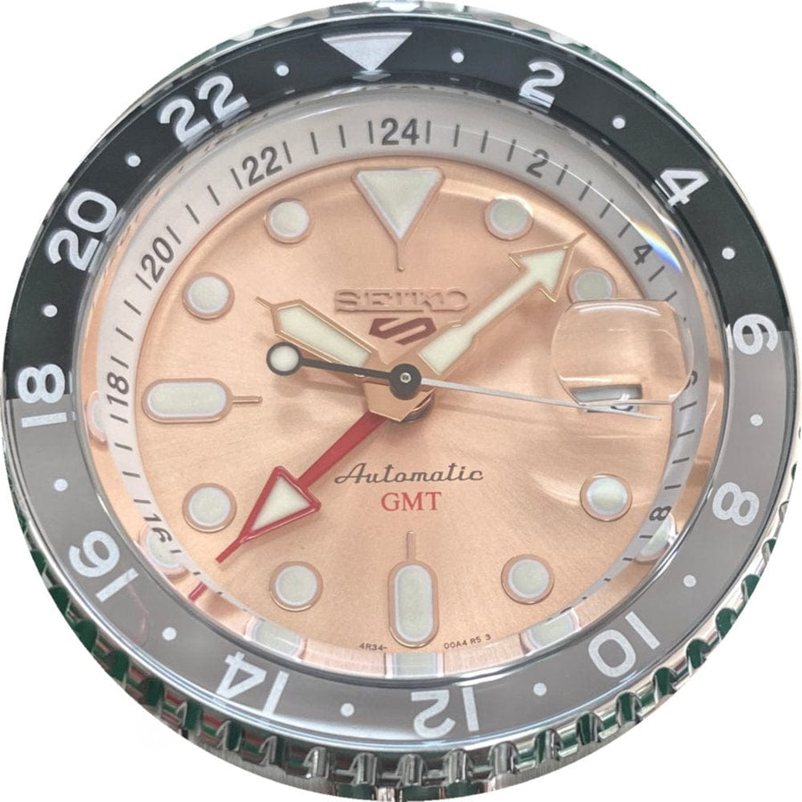 Seiko 5 Sports GMT Thong Sia Limited Edition Brown Dial Silver Steel Strap Watch for Men - SSK043K1