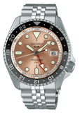 Seiko 5 Sports GMT Thong Sia Limited Edition Brown Dial Silver Steel Strap Watch for Men - SSK043K1