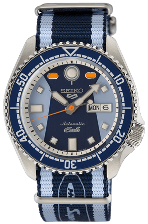 Seiko 5 Sports Honda Super Cub Limited Edition Blue Dial Two Tone NATO Strap Watch For Men - SRPK37K1