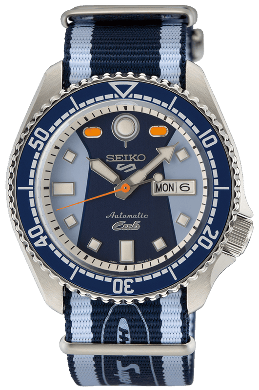 Seiko 5 Sports Honda Super Cub Limited Edition Blue Dial Two Tone NATO Strap Watch For Men - SRPK37K1