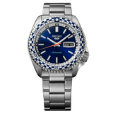 Seiko 5 Sports Petrol Blue Checker Flag Special Edition Blue Dial Silver Steel Strap Watch For Men - SRPK65K1