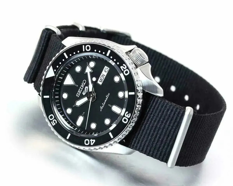 Seiko 5 Sports SKX Automatic Black Dial Black NATO Strap Watch For Men - SRPD55K3