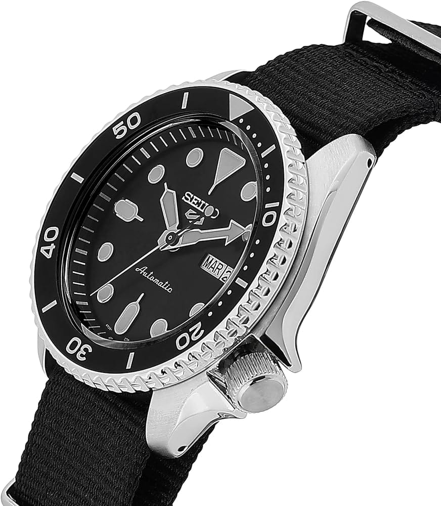 Seiko 5 Sports SKX Automatic Black Dial Black NATO Strap Watch For Men - SRPD55K3