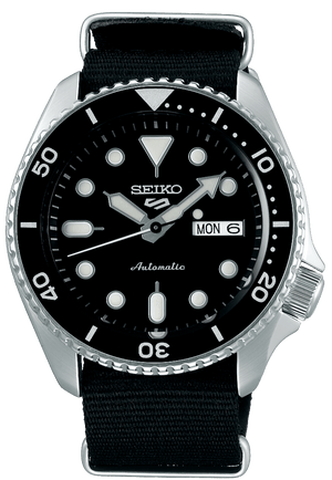 Seiko 5 Sports SKX Automatic Black Dial Black NATO Strap Watch For Men - SRPD55K3
