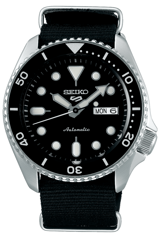 Seiko 5 Sports SKX Automatic Black Dial Black NATO Strap Watch For Men - SRPD55K3