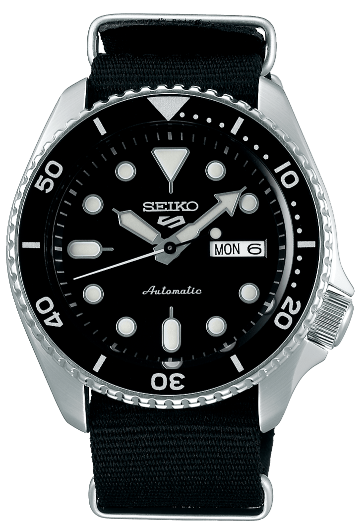 Seiko 5 Sports SKX Automatic Black Dial Black NATO Strap Watch For Men - SRPD55K3