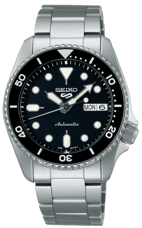 Seiko 5 Sports SKX Automatic Black Dial Silver Steel Strap Watch For Men - SRPK29K1