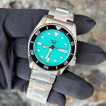 Seiko 5 Sports SKX Midi Automatic Teal Dial Silver Steel Strap Watch For Men - SRPK33K1