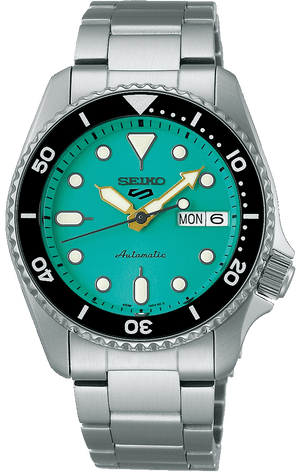Seiko 5 Sports SKX Midi Automatic Teal Dial Silver Steel Strap Watch For Men - SRPK33K1