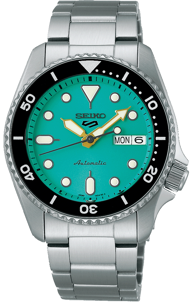 Seiko 5 Sports SKX Midi Automatic Teal Dial Silver Steel Strap Watch For Men - SRPK33K1