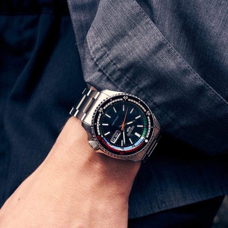 Seiko 5 Sports SKX Series Regatta Timer Retro Blue Dial Silver Steel Strap Watch For Men - SRPK13K1