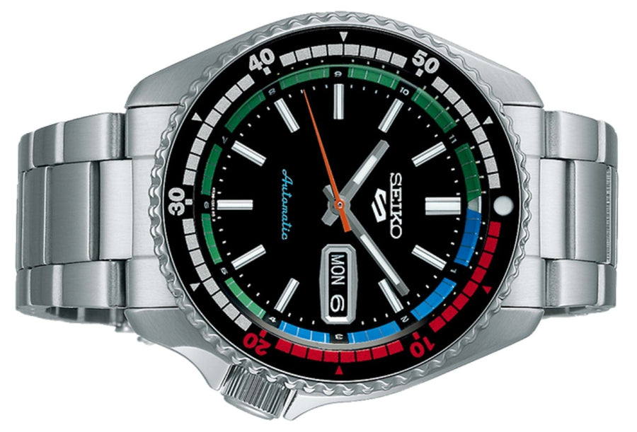Seiko 5 Sports SKX Series Regatta Timer Retro Blue Dial Silver Steel Strap Watch For Men - SRPK13K1