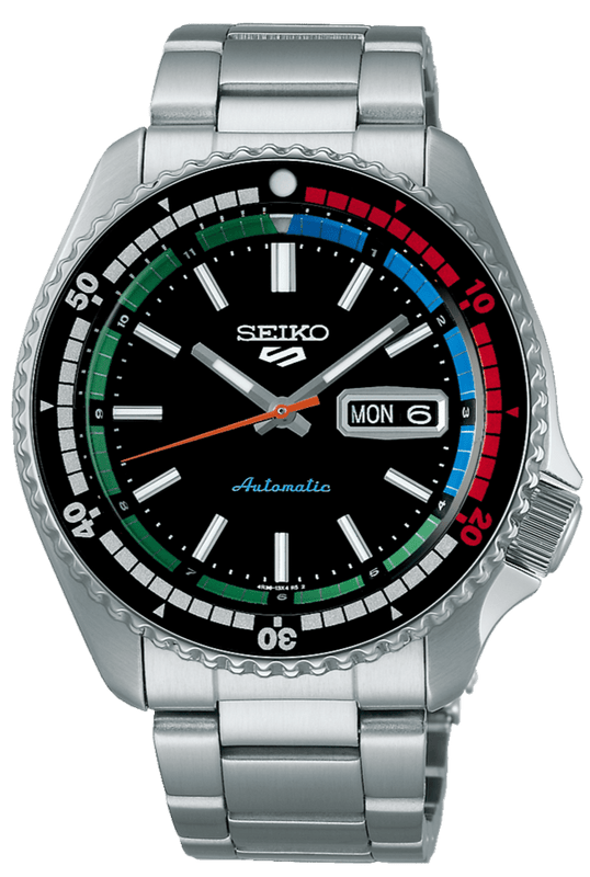 Seiko 5 Sports SKX Series Regatta Timer Retro Blue Dial Silver Steel Strap Watch For Men - SRPK13K1