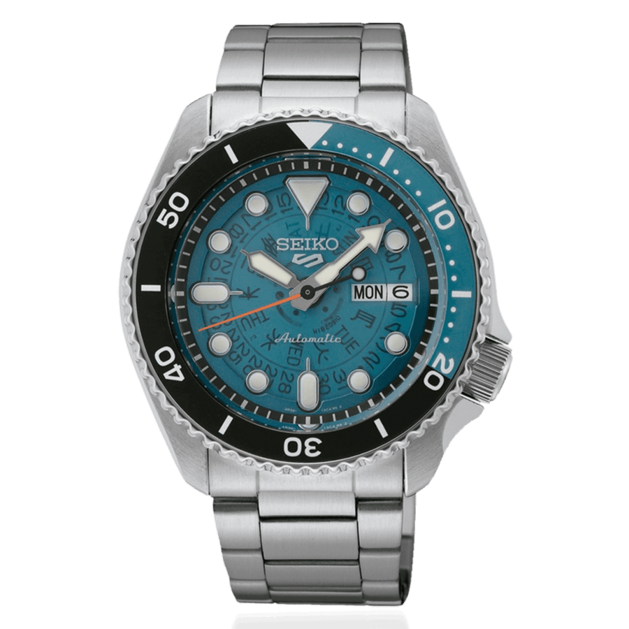 Seiko 5 Sports SKX Skeleton Green Dial Silver Steel Strap Watch For Men - SRPJ45K1