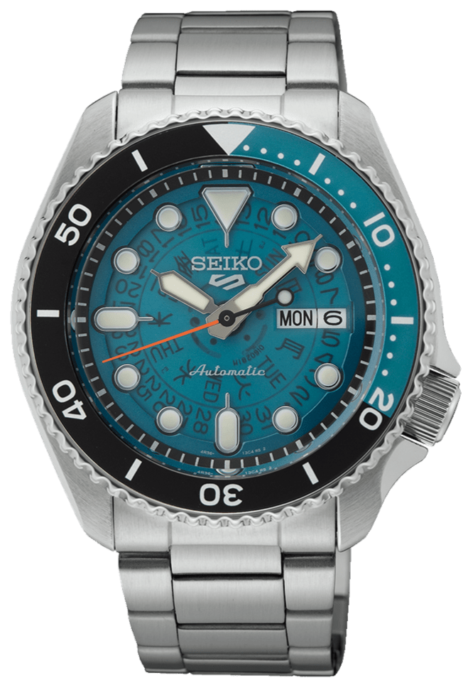 Seiko 5 Sports SKX Skeleton Green Dial Silver Steel Strap Watch For Men - SRPJ45K1