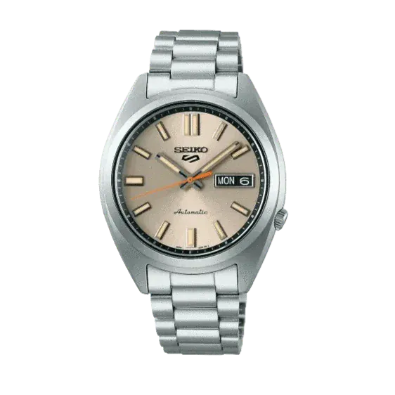 Seiko 5 Sports SNXS Series Automatic Beige Dial Silver Steel Strap Watch for Men - SRPK91K1