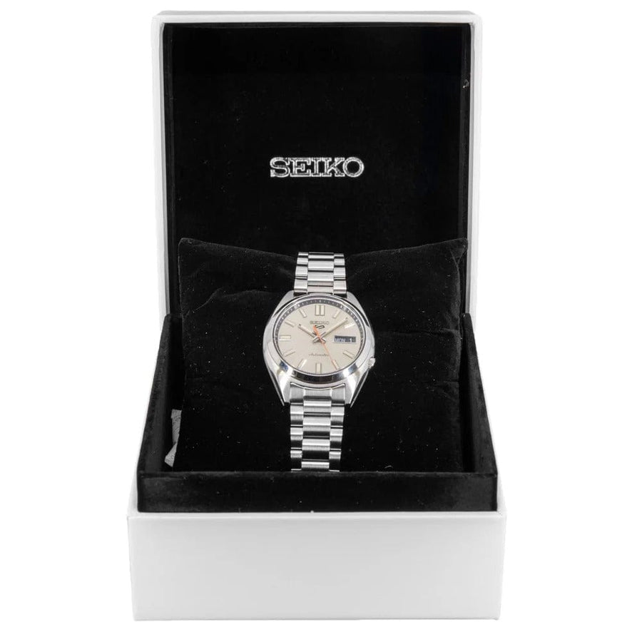 Seiko 5 Sports SNXS Series Automatic Beige Dial Silver Steel Strap Watch for Men - SRPK91K1