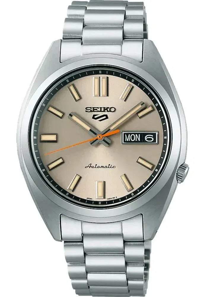 Seiko 5 Sports SNXS Series Automatic Beige Dial Silver Steel Strap Watch for Men - SRPK91K1