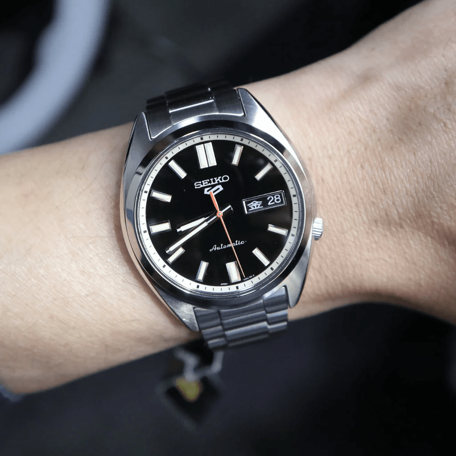 Seiko 5 Sports SNXS Series Automatic Black Dial Silver Steel Strap Watch for Men - SRPK89K1